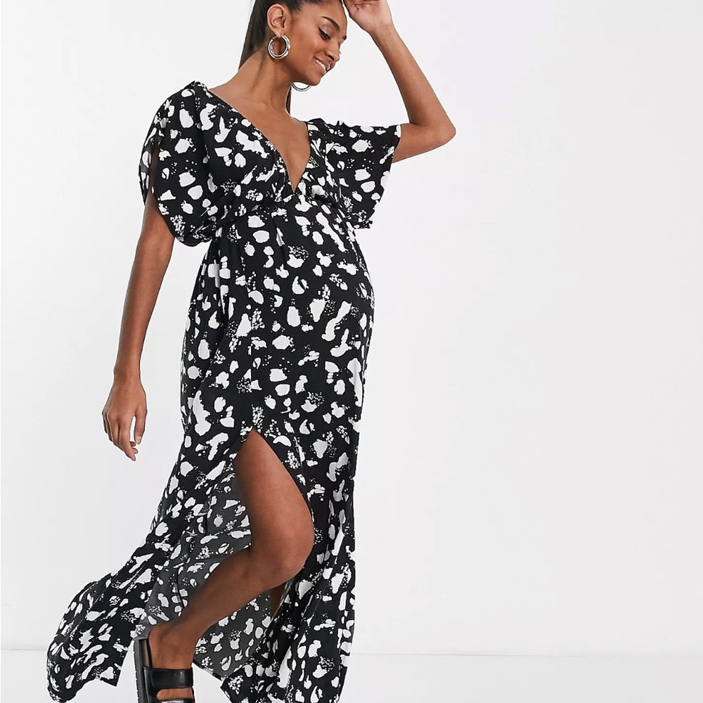 ASOS DESIGN Maternity flutter sleeve maxi dress